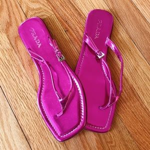 Hot pink Prada flat sandals